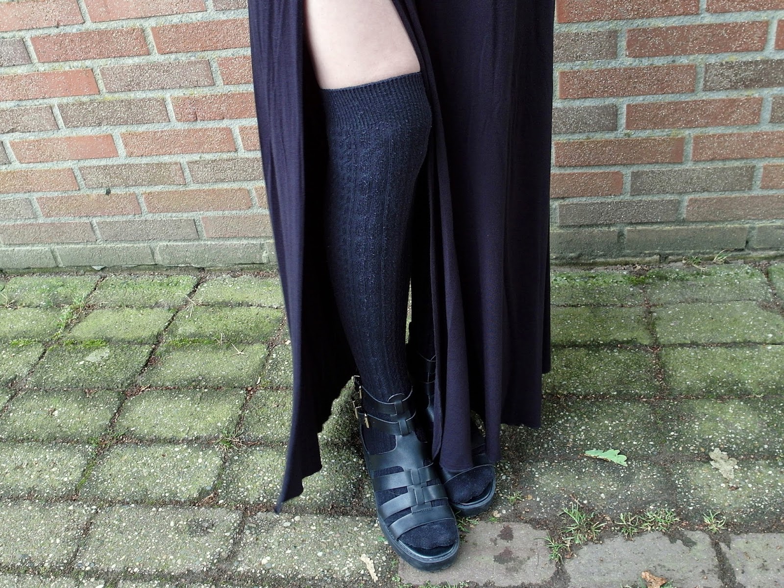 Lange rok met split maxi rok tot de grond outfit inspiratie