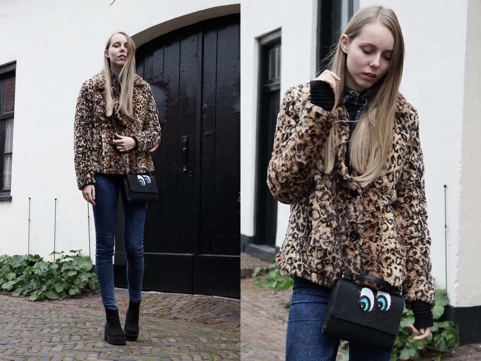 Outfit | Faux fur leopard coat