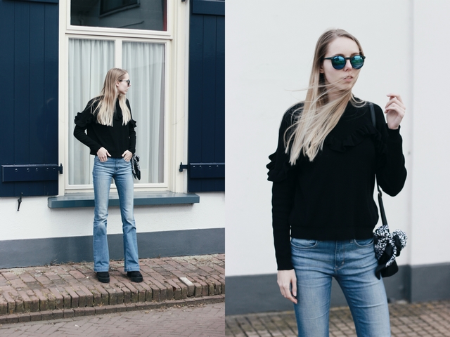 Outfit | Black ruffle sweater