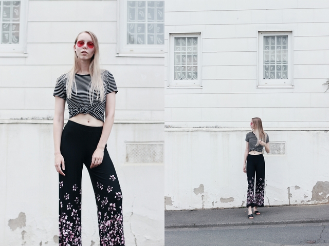 Outfit | Wide floral pants