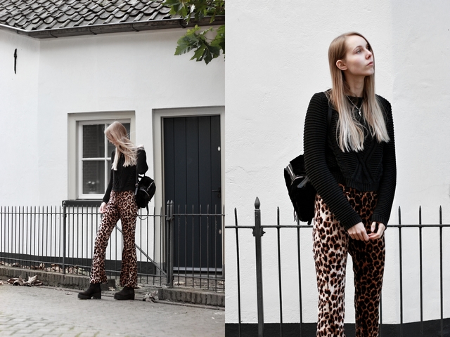 Invito velvet animal flare pants fluwelen panterprint broek blogger outfit herfst inspiratie look