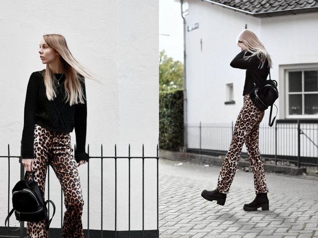 Invito velvet animal flare pants fluwelen panterprint broek blogger outfit herfst inspiratie look