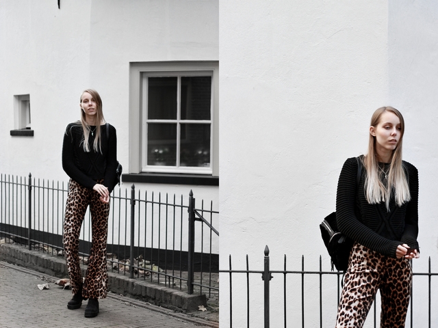 Invito velvet animal flare pants fluwelen panterprint broek blogger outfit herfst inspiratie look