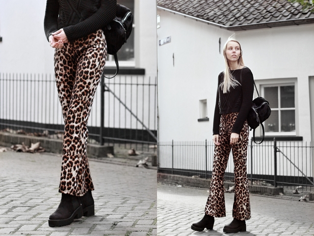 Invito velvet animal flare pants fluwelen panterprint broek blogger outfit herfst inspiratie look