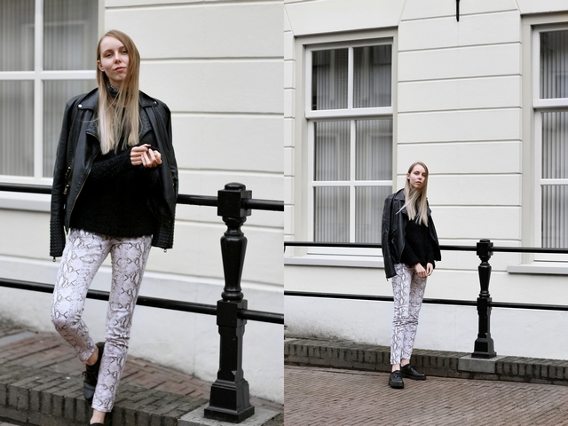 Make people stare H&M slangen print broek snake herfst outfit bullboxer veterschoenen