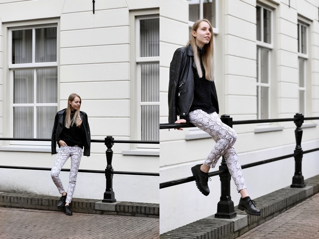 Make people stare H&M slangen print broek snake herfst outfit bullboxer veterschoenen