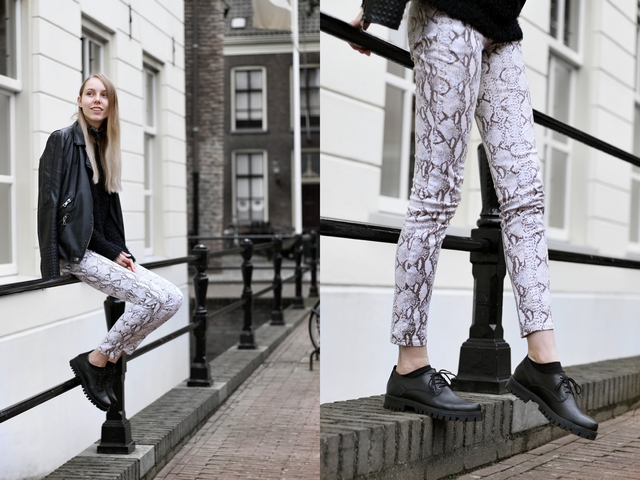 Make people stare H&M slangen print broek snake herfst outfit bullboxer veterschoenen