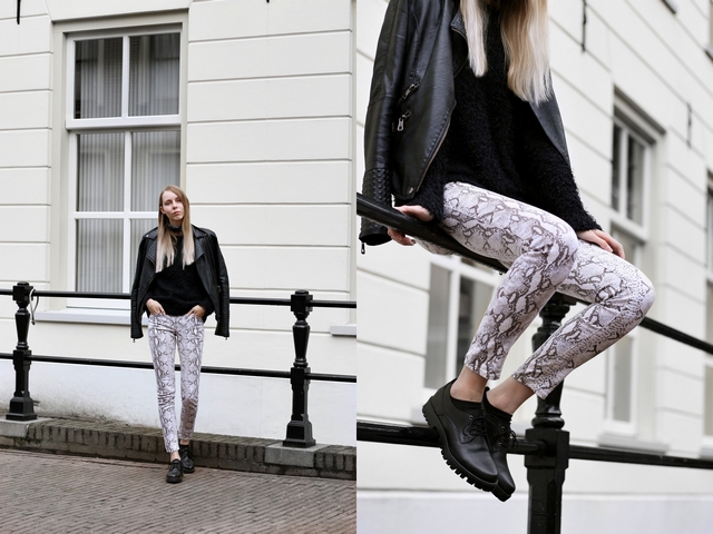 Make people stare H&M slangen print broek snake herfst outfit bullboxer veterschoenen