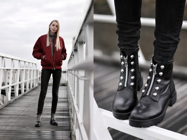 Invito zwarte biker boots met studs rits enkellaarsjes blogger inspirator outfit Make people stare