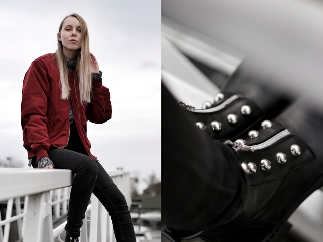 Invito zwarte biker boots met studs rits enkellaarsjes blogger inspirator outfit Make people stare