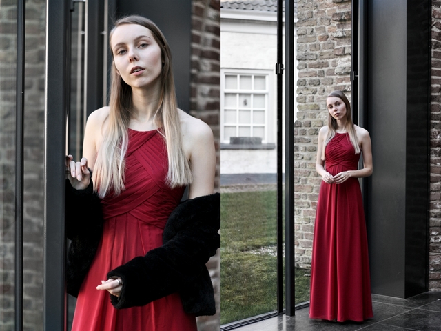 Outfit | Deep claret dress