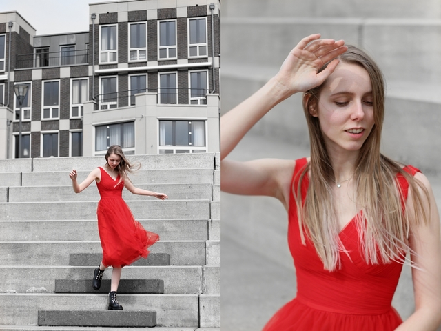 Outfit | Red tulle dress