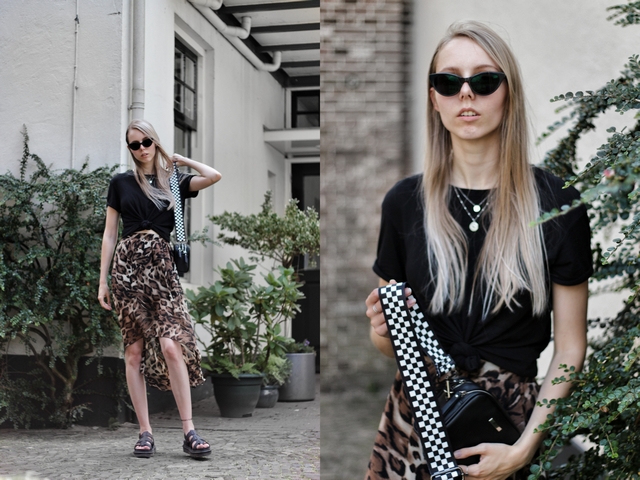 Outfit met primark panterprint rok en dr. martens platform sandalen polette zonnebril kathie black nederlandse mode blogger outfit post doesburg