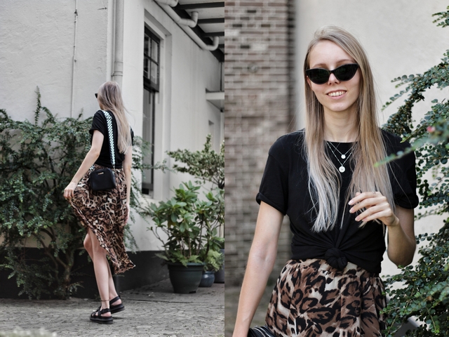 Outfit met primark panterprint rok en dr. martens platform sandalen polette zonnebril kathie black nederlandse mode blogger outfit post doesburg