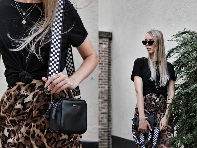 Outfit met primark panterprint rok en dr. martens platform sandalen polette zonnebril kathie black nederlandse mode blogger outfit post doesburg