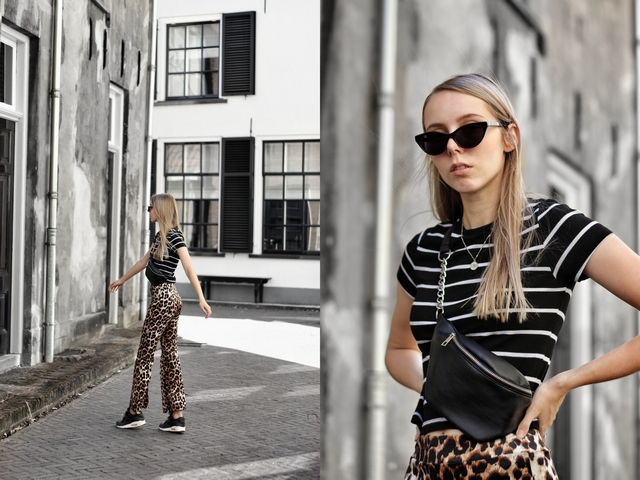 Outfit | Leopard pants & striped top