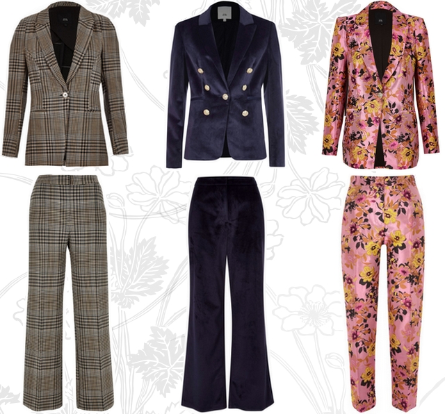 Blogger shop tip pakken voor vrouwen opvallende power suit met ruiten bloemen van fluweel