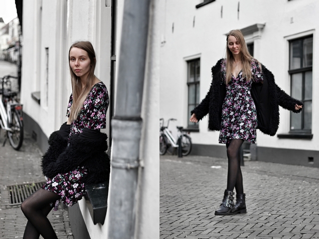 Outfit met bloemen jurkje van My Jewellery en Bullboxer biker boots mode blogger lente zomer inspiratie