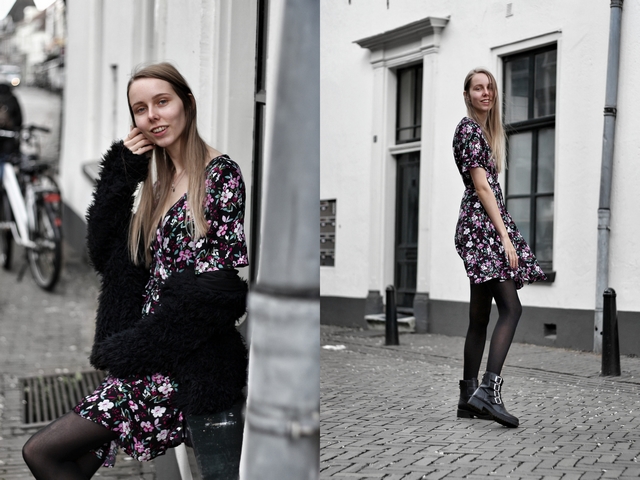 Outfit met bloemen jurkje van My Jewellery en Bullboxer biker boots mode blogger lente zomer inspiratie