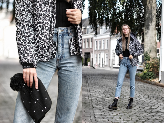 Outfit | Leopard puffer jacket