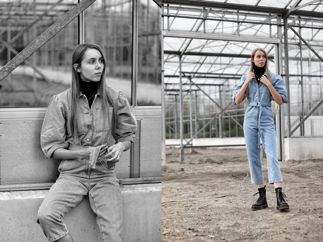 Outfit met NAKD denim jumpsuit spijkerpak coltrui en Jadon plateau boots van Dr. Martens Nederlandse mode blogger