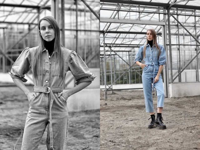 Outfit met NAKD denim jumpsuit spijkerpak coltrui en Jadon plateau boots van Dr. Martens Nederlandse mode blogger