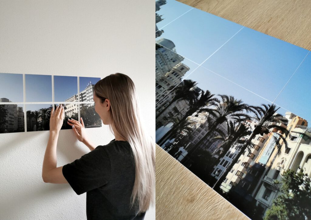 FotoCadeau review squares fotocollage van vierkantjes grote foto op vierkant afdrukken persoonlijke wanddecoratie ophangen zonder boren plakstrips powerstrips