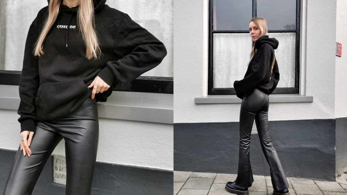 Outfit | Leather flared pants