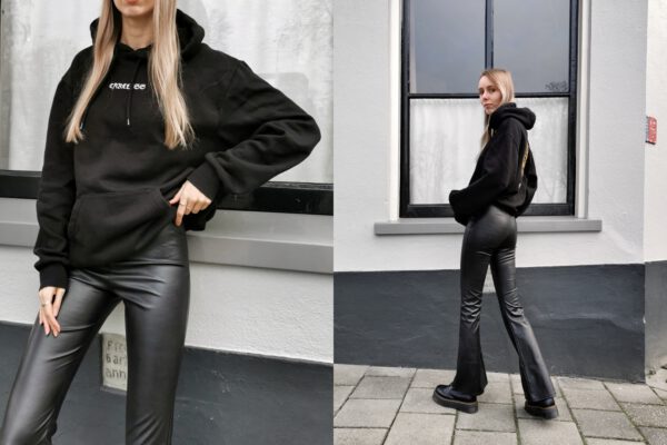 Outfit | Leather flared pants