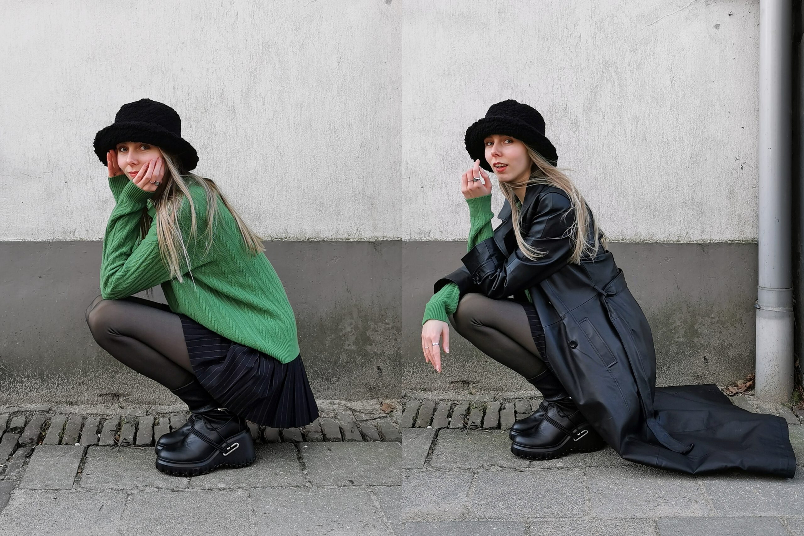 Omoda friends Bronx Curv-y strap boots stoere enkellaarsjes opvallende statement laarzen sleehak nederlandse mode blogger groene trui outfit inspiratie